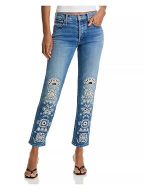 380$ Mother the Mid-Rise Hiker Hover Tequila Sunset Ankle Jeans Size 27 Blue